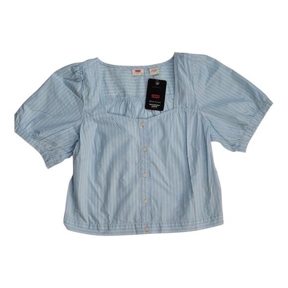 Levi's The Everyday Blouse Standard Fit Stripe Short Sleeve Women's Medium NWT - Picture 3 of 11